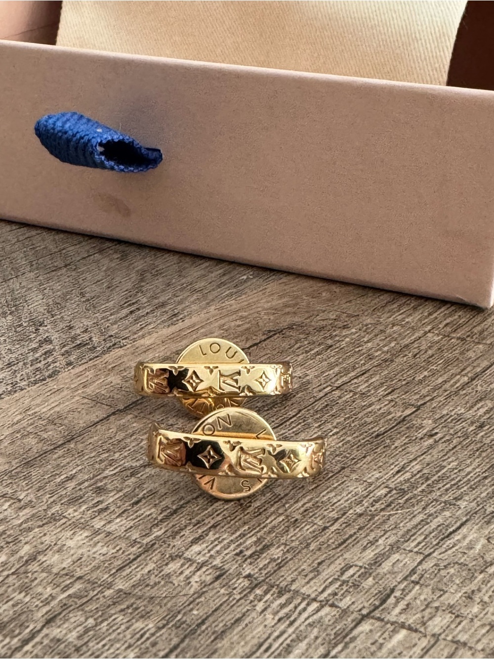 Louis Vuitton Nano Monogram Cuff Earrings Authentic with LV Box & COA